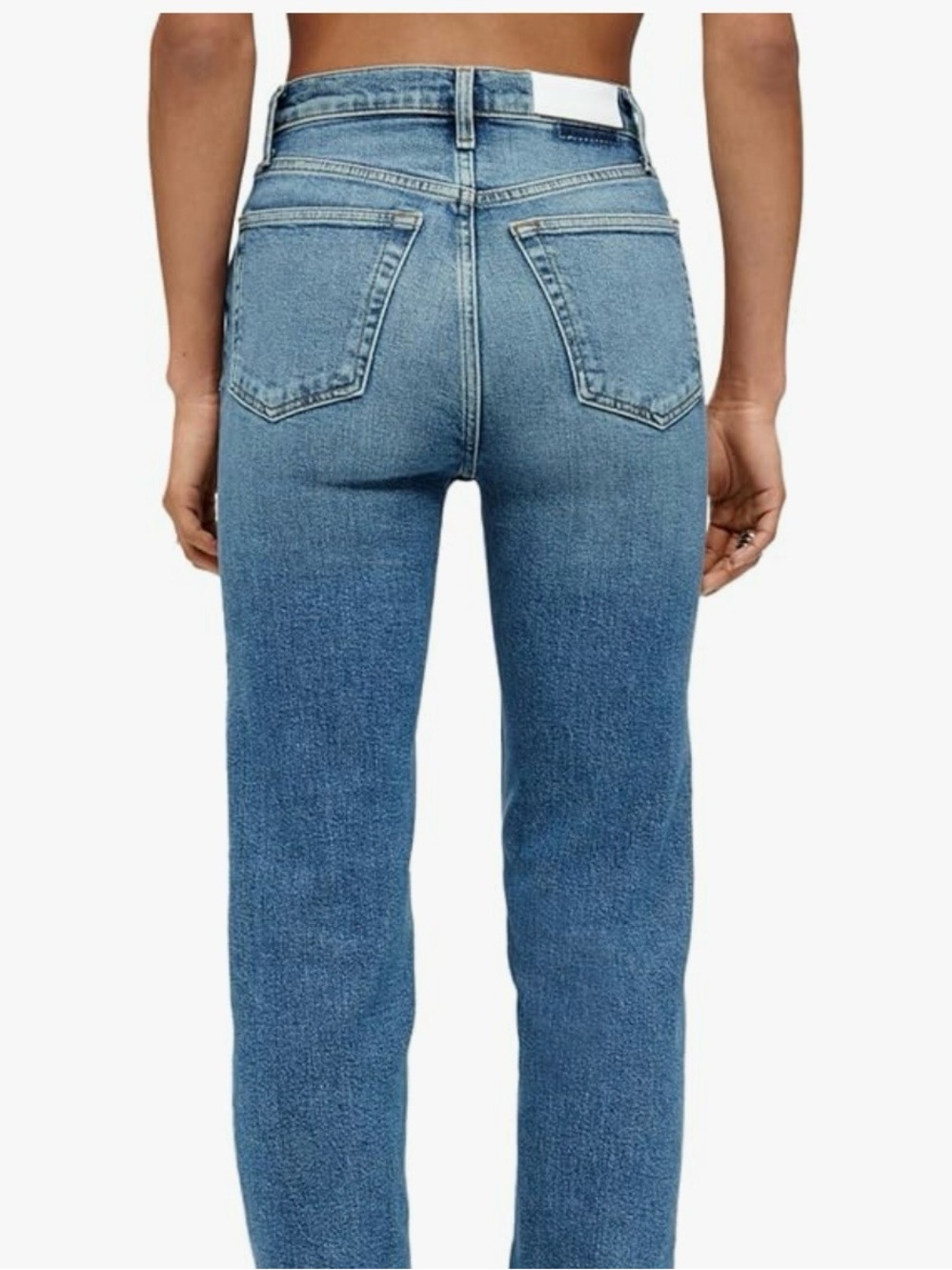 RE/DONE Jeans SZ 27 *  70s Stove Pipe * 5 Button Fly * Cropped High Rise Raw Hem